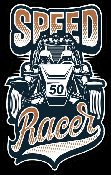 Speed Racer Sticker 10x10 cmRenkli Sticker ürün görseli 1