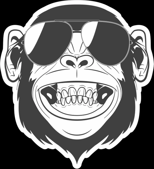gözlüklü maymun sticker 10x10 cmRenkli Sticker ürün görseli 1