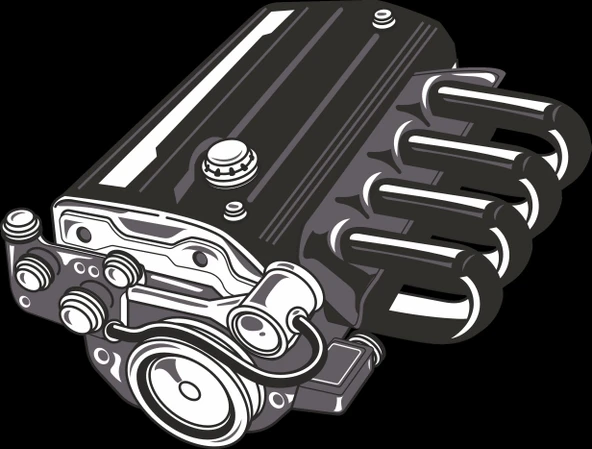 Araba Motoru 3 Sticker 10x10 cmRenkli Sticker ürün görseli 1
