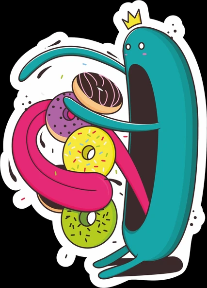 Donutlar Sticker 10x10 cmRenkli Sticker ürün görseli 1