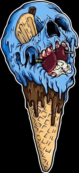 kurukafa dondurma sticker 10x10 cmRenkli Sticker ürün görseli 1