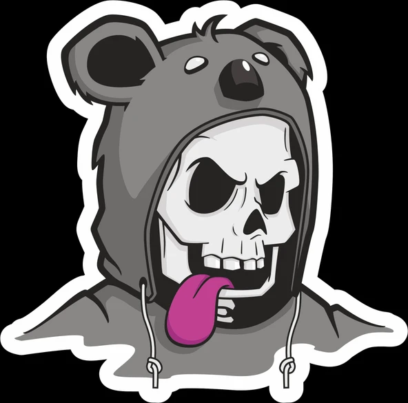 Sevimli iskelet Sticker 10x10 cmRenkli Sticker ürün görseli 1