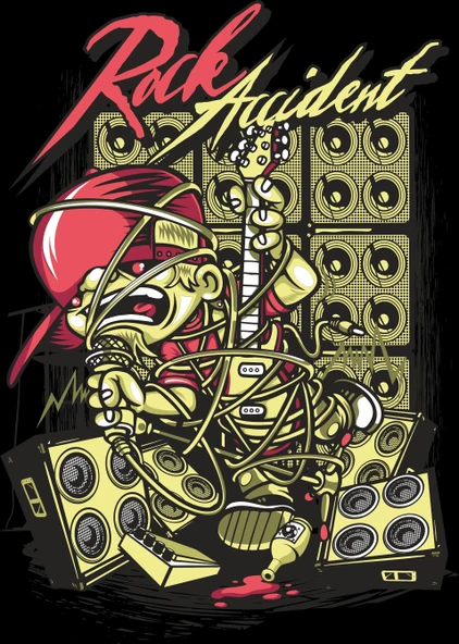 Rock Accident Sticker 10x10 cmRenkli Sticker ürün görseli 1
