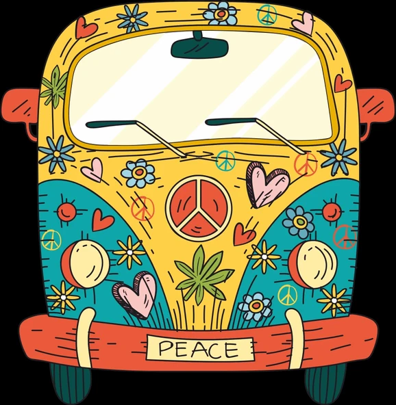 Hippi Karavan Sticker 10x10 cmRenkli Sticker ürün görseli 1