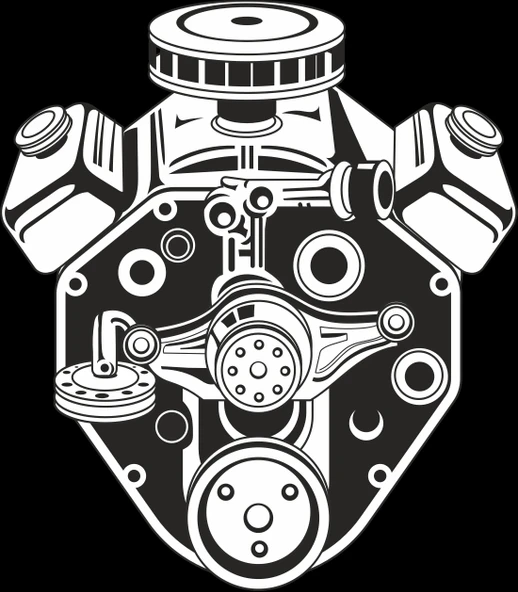 Araba Motoru 6 Sticker 10x10 cmRenkli Sticker ürün görseli 1