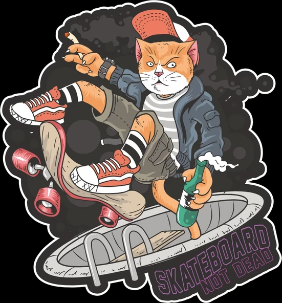 Kızgın Kedi Sticker 10x10 cmRenkli Sticker ürün görseli 1