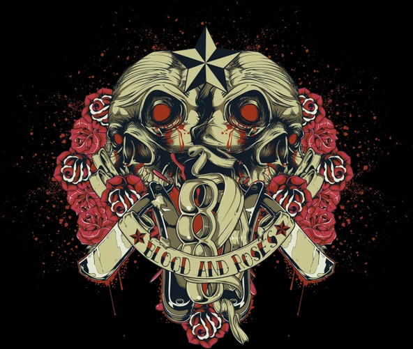 Blood And Roses Sticker 10x10 cmRenkli Sticker ürün görseli 1