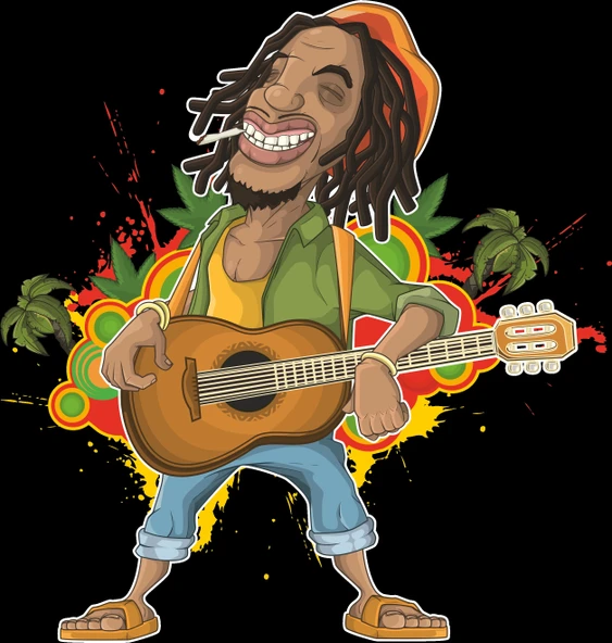 gitar çalan adam sticker 10x10 cmRenkli Sticker ürün görseli 1