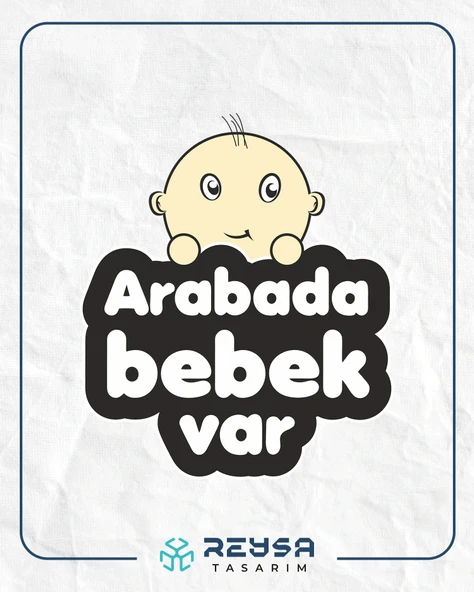 Arabada Bebek Var Sticker 3 10x10 cmRenkli Sticker ürün görseli 1