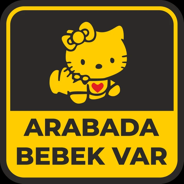 Arabada Bebek Var 2 Sticker 10x10 cmRenkli Sticker ürün görseli 1