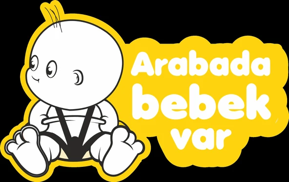 Arabada Bebek Var Sticker 10x10 cmRenkli Sticker ürün görseli 1