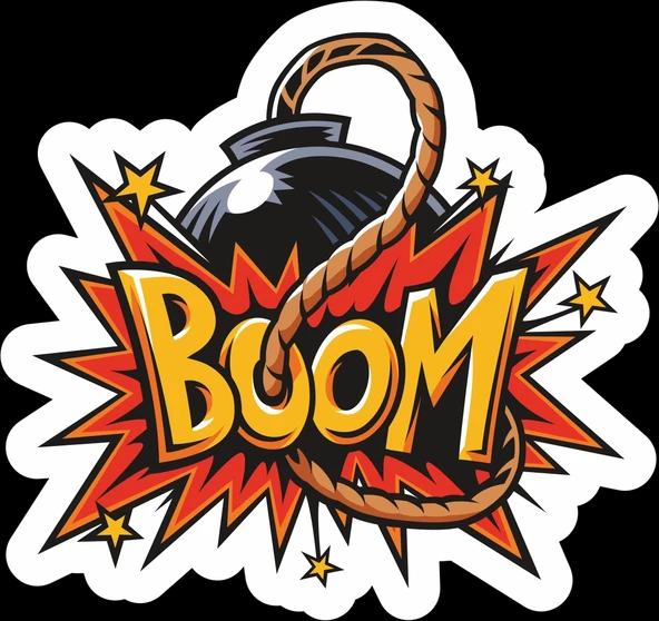 Boom Bomba Sticker 10x10 cmRenkli Sticker ürün görseli 1