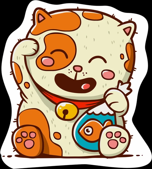Kedi Sticker 10x10 cmRenkli Sticker ürün görseli 1