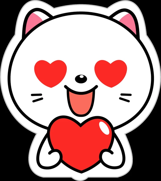 Kalpli Kedi Sticker 10x10 cmRenkli Sticker ürün görseli 1