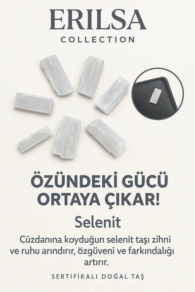 Sertifikalı Cüzdan Boy Ham Selenit Taşı Kütle - Arınma, Berraklık ve Günlük Enerji Temizliği ürün görseli 1