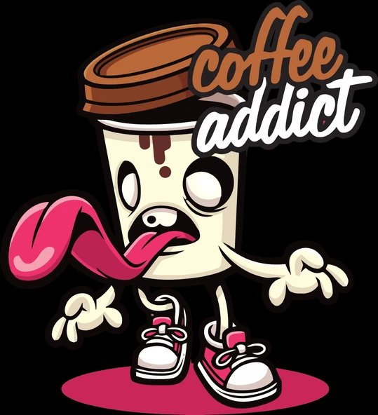 Coffe Addcit Sticker 10x10 cmRenkli Sticker ürün görseli 1