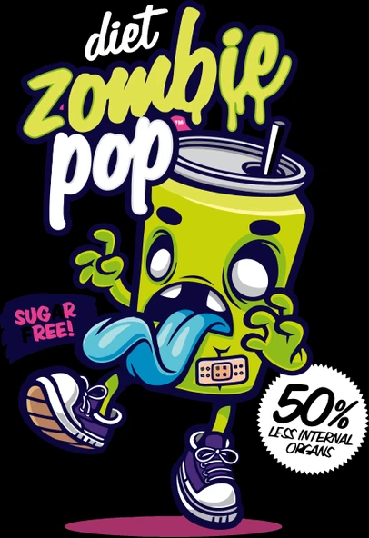 zombie kutu içecek sticker 10x10 cmRenkli Sticker ürün görseli 1