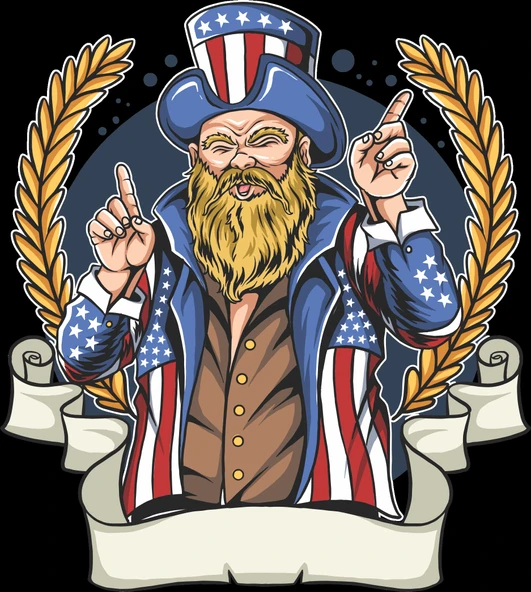 Amerikalı 10x10 cm Renkli Sticker ürün görseli 1