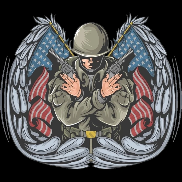 Amerikalı 10x10 cm Renkli Sticker ürün görseli 1