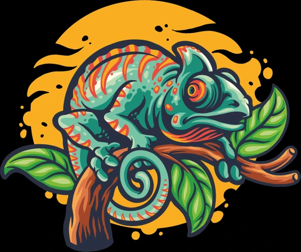 iguana sticker 10x10 cmRenkli Sticker ürün görseli 1