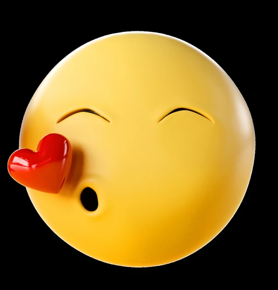 Öpücük atan emoji sticker 10x10 cmRenkli Sticker ürün görseli 1