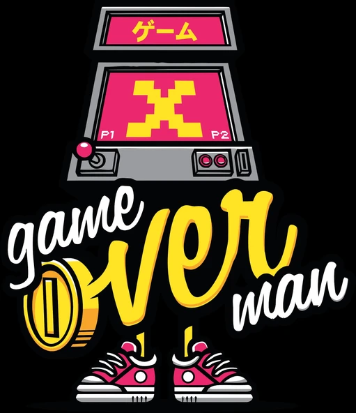 Game Over man Sticker 10x10 cmRenkli Sticker ürün görseli 1