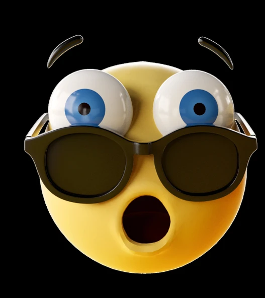 Emoji Gözlüklü Şaşıran Sticker 10x10 cmRenkli Sticker ürün görseli 1