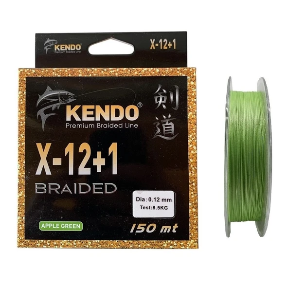 Kendo X-12+1 Braided 150mt 0.12mm Apple Green Örgü İp Misina ürün görseli 1