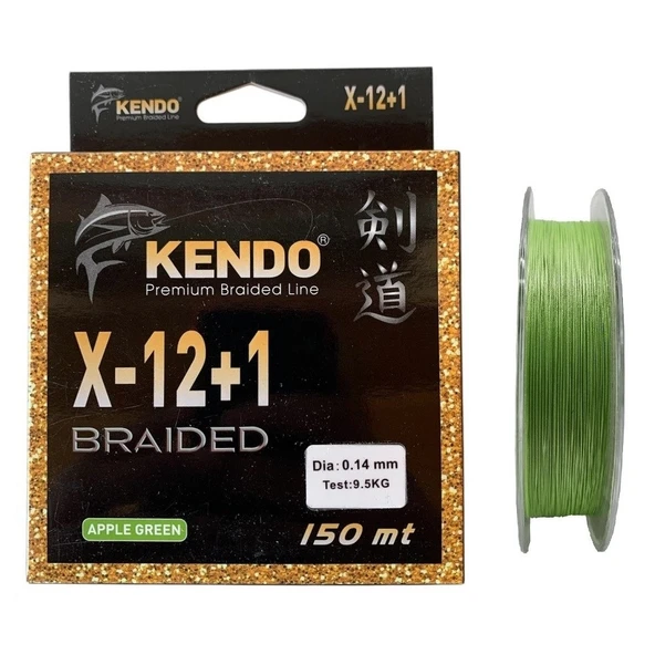Kendo X-12+1 Braided 150mt 0.14mm Apple Green Örgü İp Misina ürün görseli 1