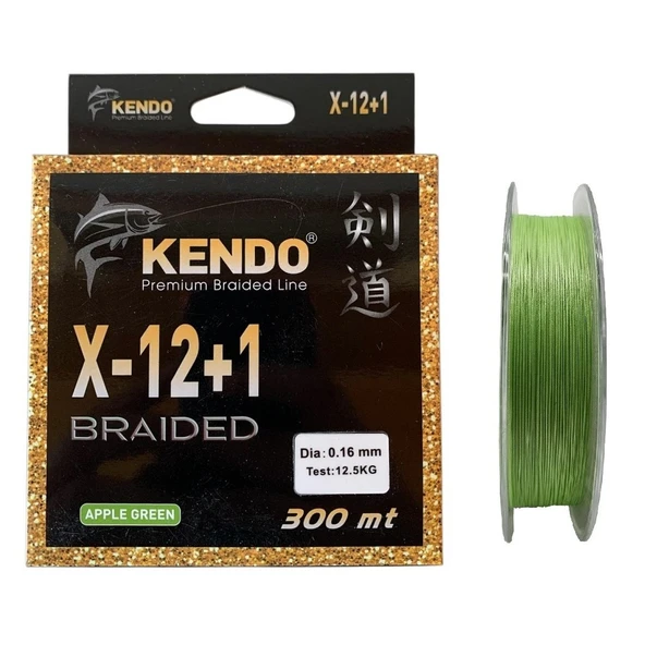 Kendo X-12+1 Braided 300mt 0.16mm Apple Green Örgü İp Misina ürün görseli 1