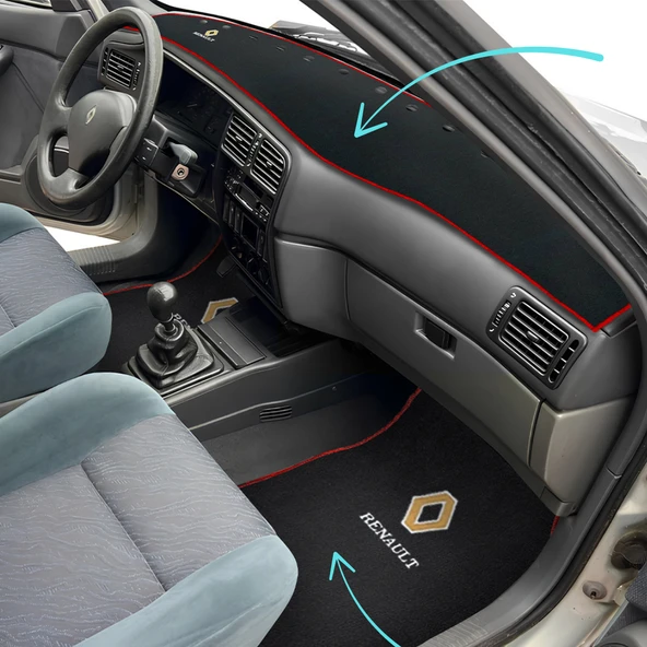 Renault 19 Europa 5 Parça Nakış İşlemeli Oto Halı Paspas Renault 19 Europa Torpido Koruma Halısı ürün görseli 1