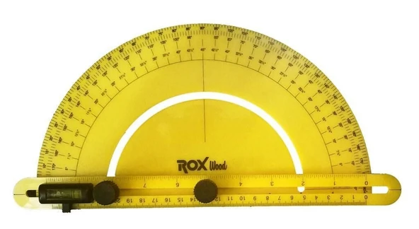 Rox Wood Çok Fonksiyonlu Dereceli Plastik Açı Bulucu Gönye 0-180 Derece ürün görseli 1