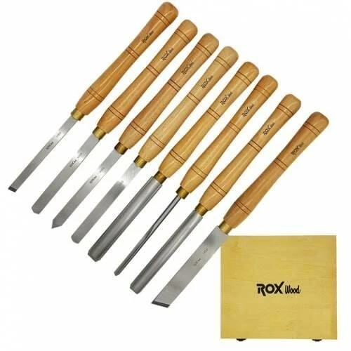 ROX Wood HSS Ahşap Torna Bıçak Seti 8 Parça Ahşap Kutulu ürün görseli 1