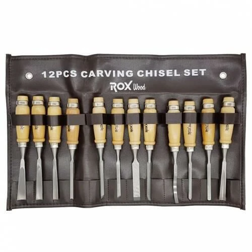Rox Wood Ahşap Oyma Iskarpela Seti 12 Parça Metal Yüzüklü Saplı ürün görseli 1