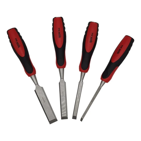 Rox Wood Düz Iskarpela Seti 4 Parça Neopren Çantalı ürün görseli 1