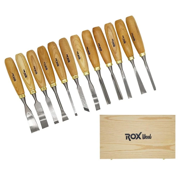 ROX Wood 9097 Ahşap Oyma Iskarpela Seti 12 Parça Ahşap Kutulu ürün görseli 1