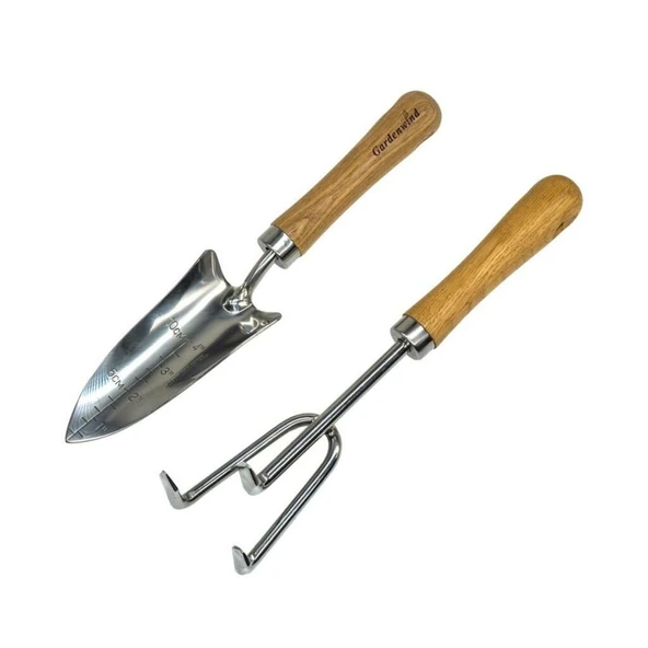 Gardenwind Natural P602002 Paslanmaz 2li Bahçe Seti Dar Kürek ve Tırmık ürün görseli 1