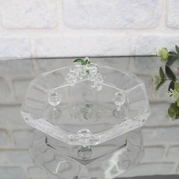SELİM DEKOR GRAPE ALTIGEN BÜYÜK SUNUM CAM TABAĞI 30X32 CM ürün görseli 1