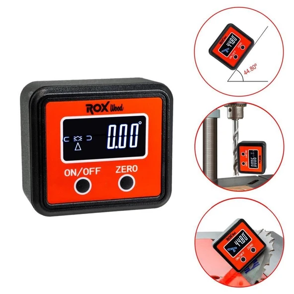 Rox Wood 0095 Dijital Mıknatıslı Açı Ölçer ürün görseli 1