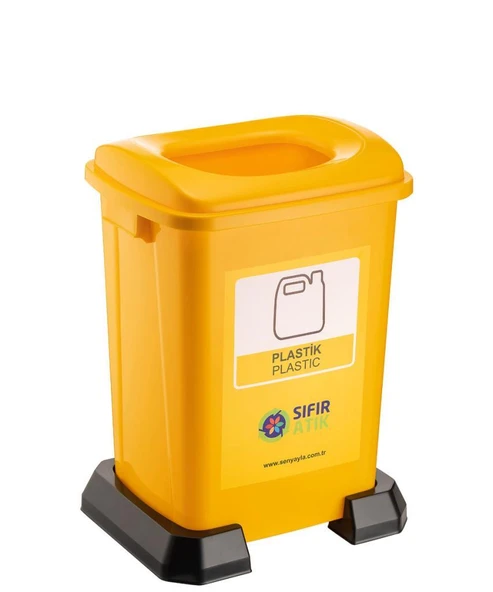 Omnipazar SY-4395 Sıfır Atık Plastik Geri Dönüşüm Çöp Kutusu 50 lt Sarı ürün görseli 1