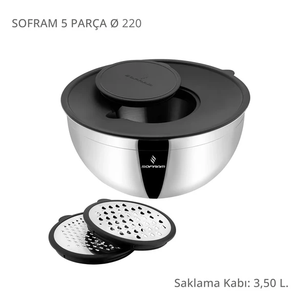 Sofram 5 Parça 22 Cm Karıştırma ve Saklama Kabı 3,50 Litre ürün görseli 1