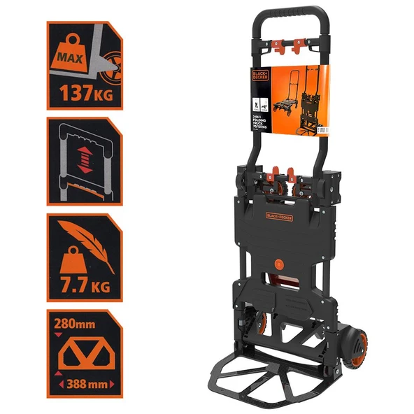 BLACK+DECKER BH206 55/120Kg Çok Fonksiyonlu Katlanır El Arabası ürün görseli 1