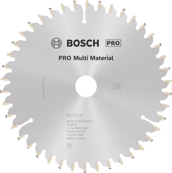 BOSCH 160x20x2,4 mm 42 Diş PRO Multi Material Daire Testere Bıçağı(Aluminyum Kesime Uygun) ürün görseli 1