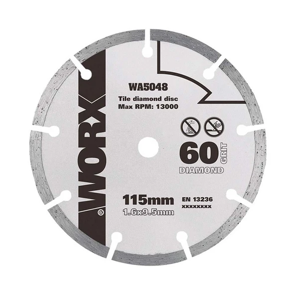 WORX WA5048 115x9,5mm Fayans, Seramik, Mermer Kesme Soketli Elmas Daire Testere Bıçağı ürün görseli 1
