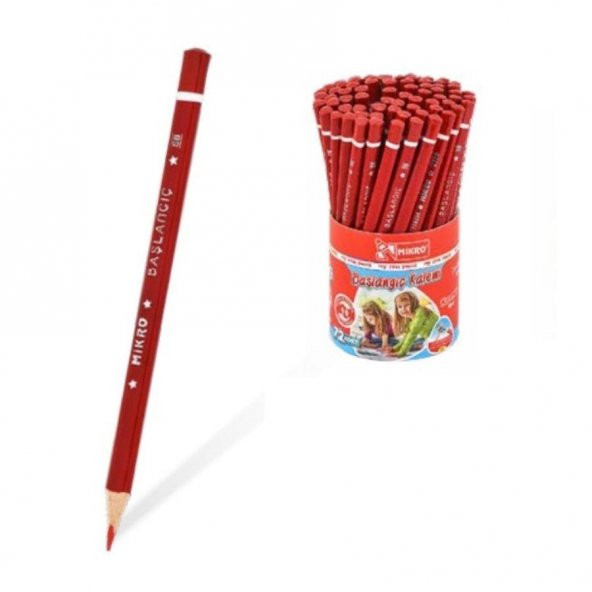 Kırmızı Jumbo Üçgen İlk Kalemim Mikro Kırmızı Kalın Kurşun Kalem Başlagıç 1 Adet ürün görseli 1