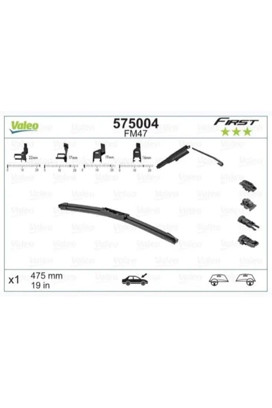 First Multiconnection Flat Blade (MUZ TİPİ) Silecek (UNİVERSAL) Flat Blade Fm47 (X1) (475 MM) ürün görseli 1