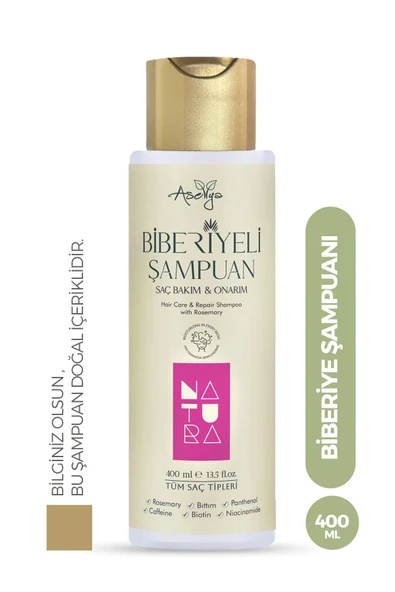 ASELYA BİBERİYE ÖZLÜ ŞAMPUAN  SAÇ DÖKÜLMESİNE KARŞI ETKİLİ, BITTIM, BİOTİN VE KAFEİN İÇERİKLİ 400 ML ürün görseli 1
