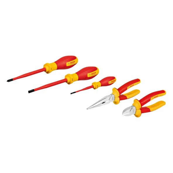 BOSCH Profesyonel VDE 1000 Volt 5 Parça Pense Tornavida Seti (1600A02NG2) ürün görseli 1