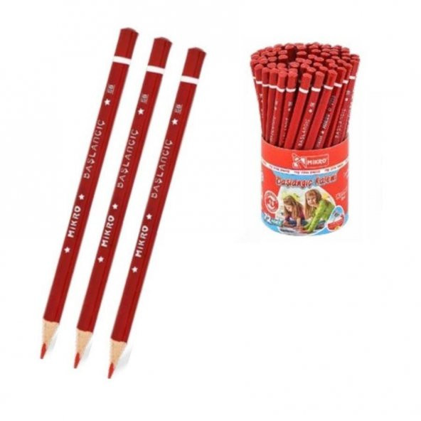 Kırmızı Jumbo Üçgen İlk Kalemim Mikro Kırmızı Kalın Kurşun Kalem Başlagıç 3 Adet ürün görseli 1