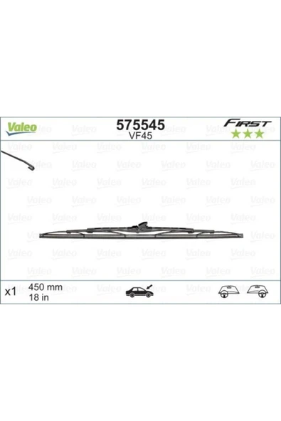 Val-575545 Silecek Süpürgesi 450mm Uyumlu Normal Tip First Üni ürün görseli 1